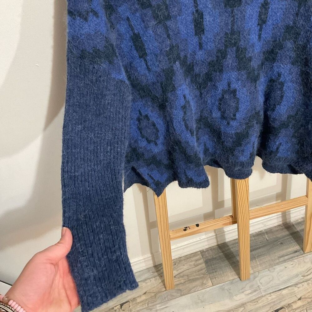 Soft surroundings, blue cowl neck, wool alpaca, soft knit, pullover tunic sweate - Picture 2 of 8